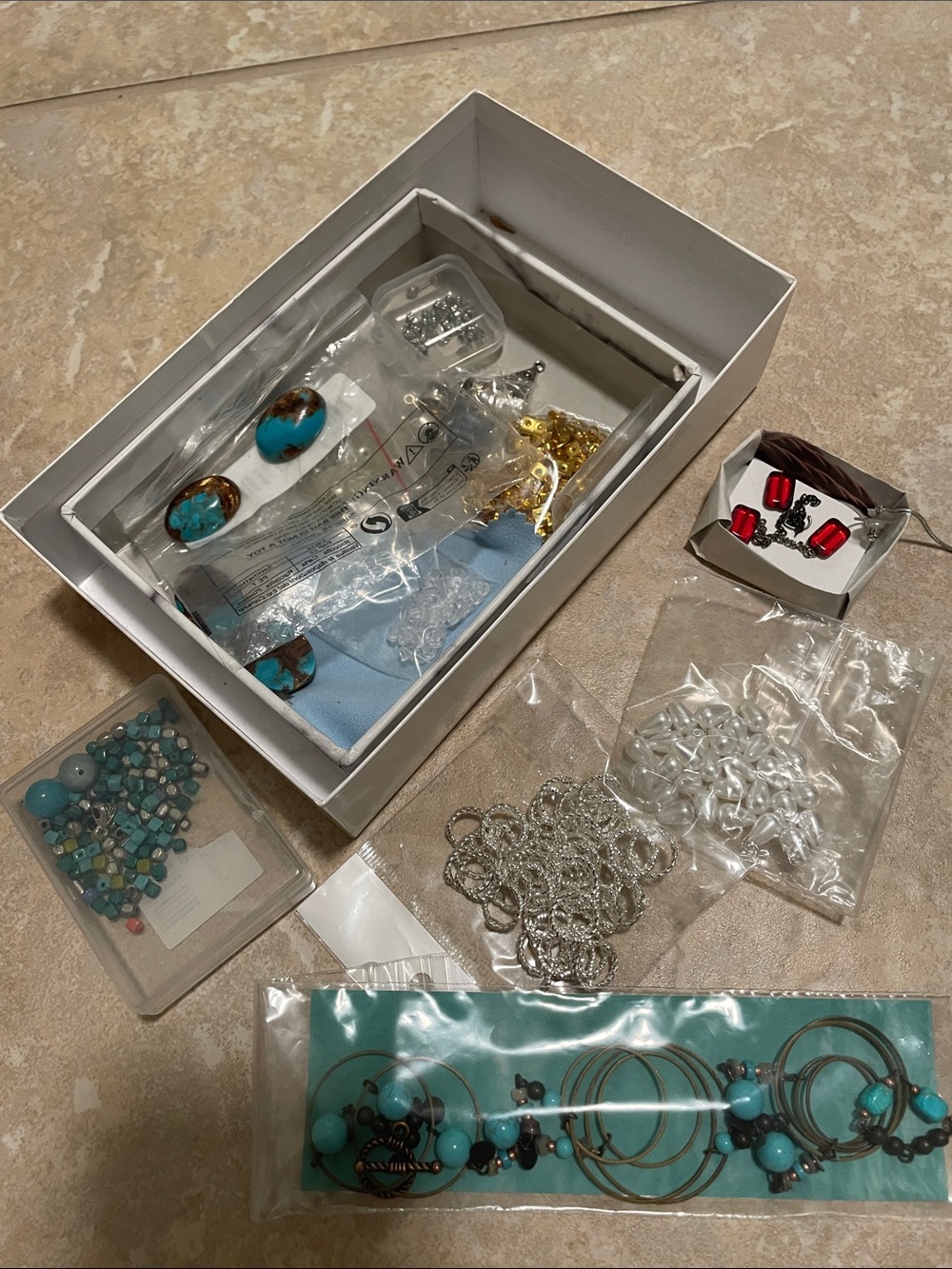 🖤5/$25 Turquoise and Silver Mixed Jewelry Accessories beads craft supplies